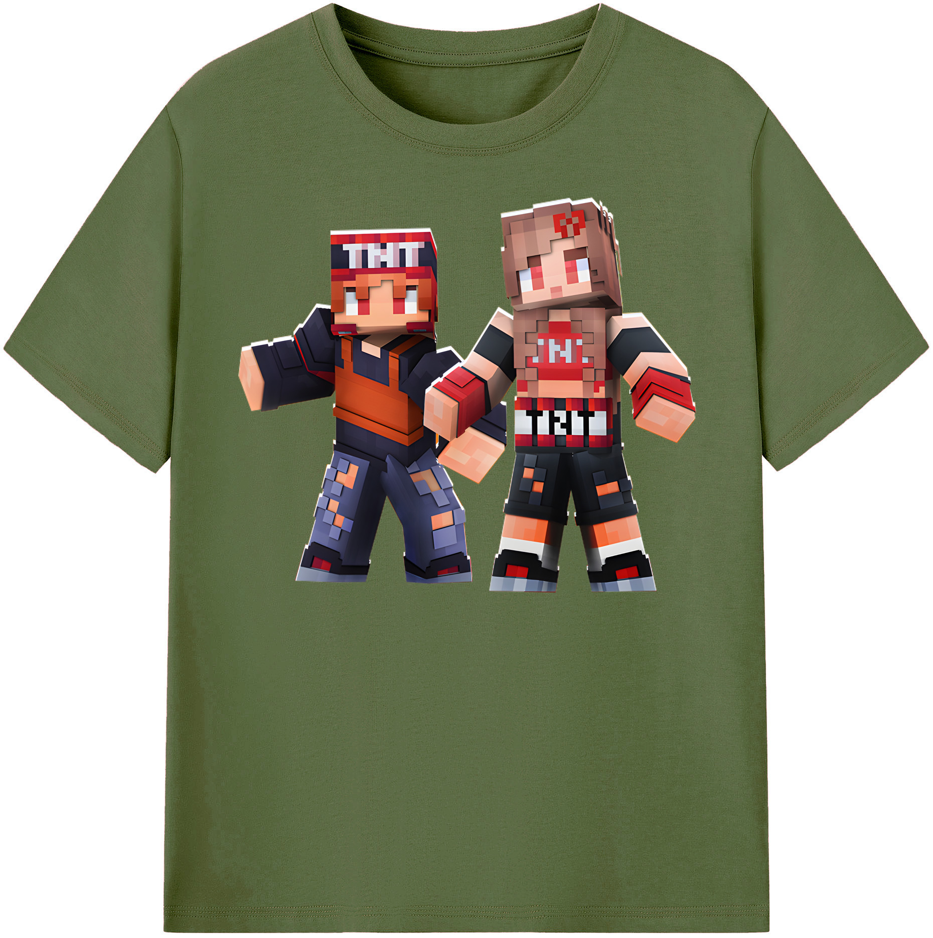 （画像用） マインクラフト ブロックの世界 Minecraft MC Block world 綿100％半袖Tシャツ（フロントプリント）